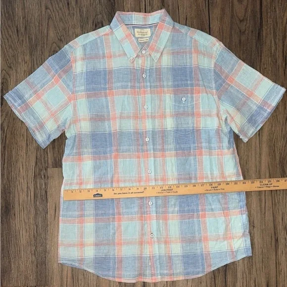 Weatherproof Blue and Pink Casual Button Down Shirt - Picture 4 of 4